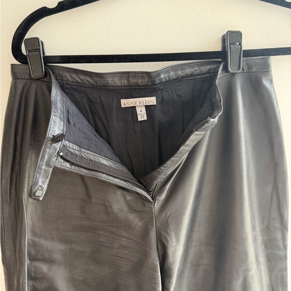 90s Vintage Anne Klein Black Leather Pants